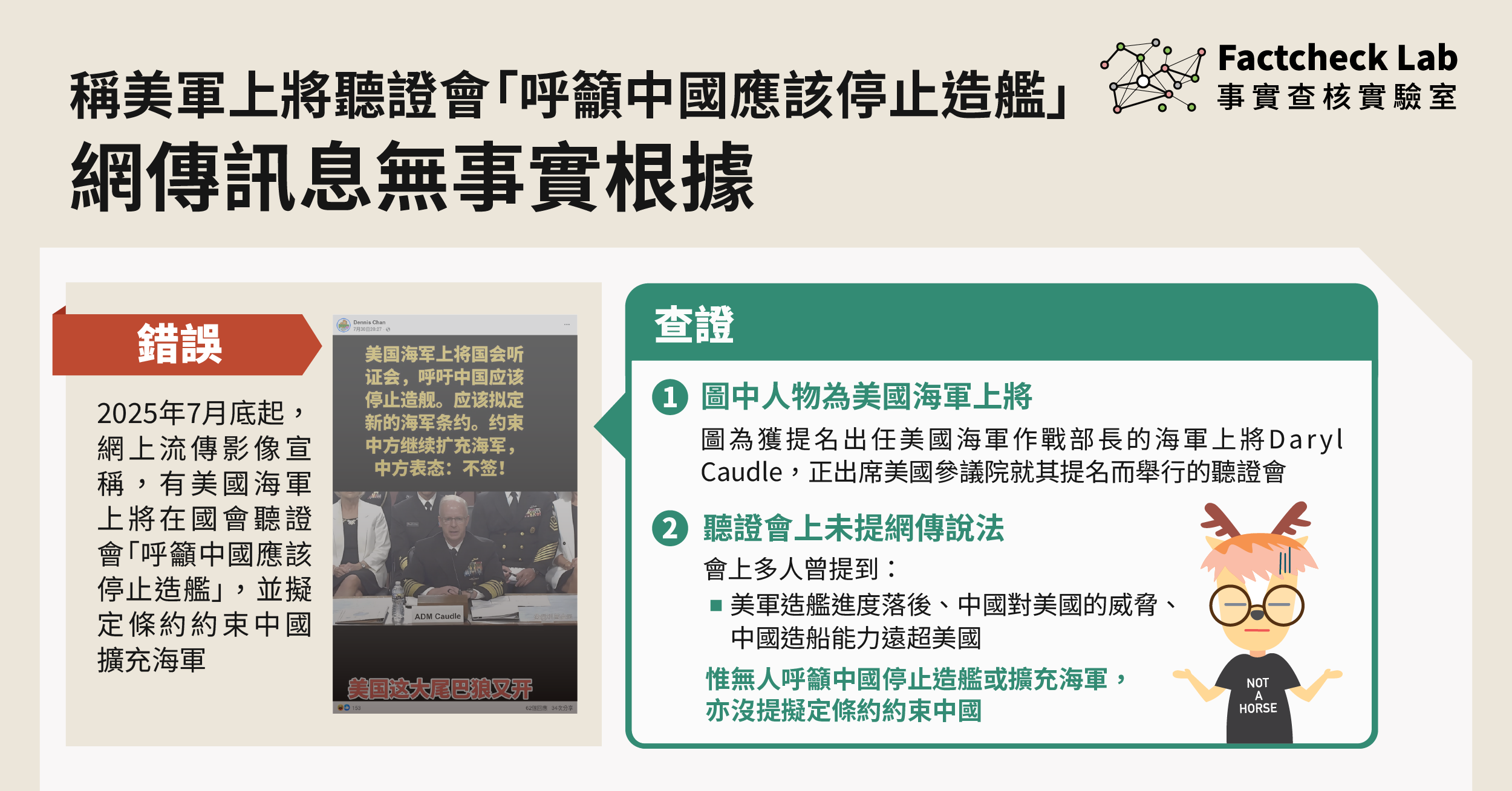 網傳美國海軍上將聽證會上「呼籲中國應該停止造艦」無事實根據
