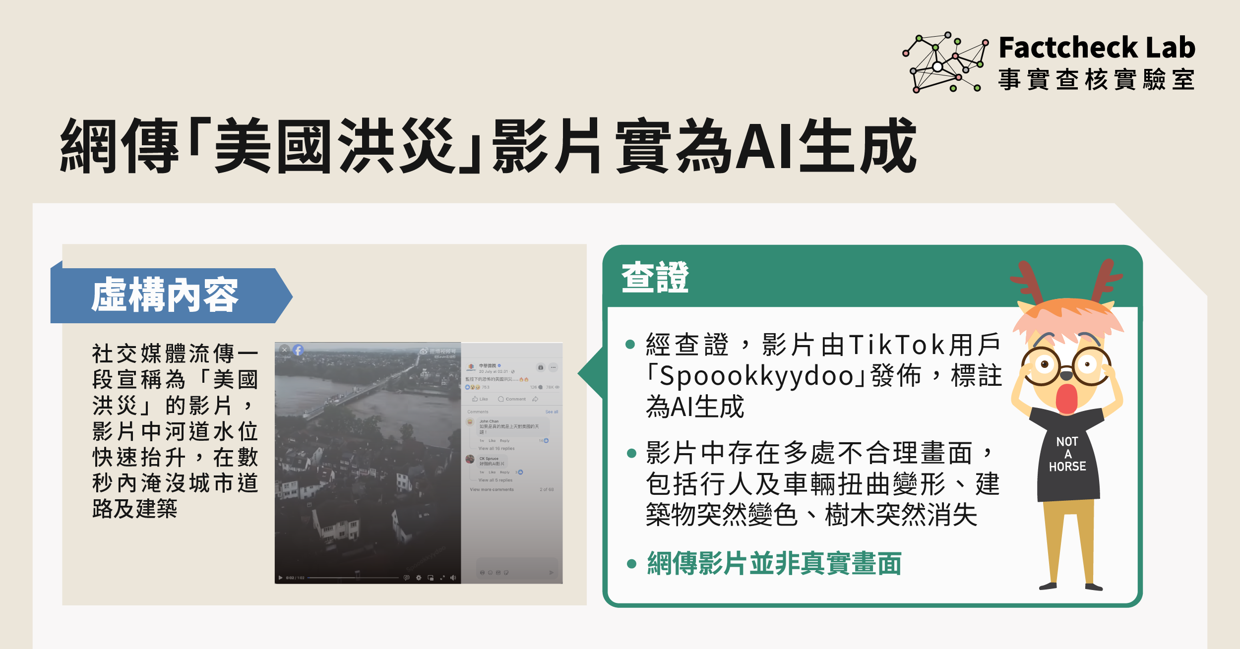 網傳「美國洪災」影片實為AI生成