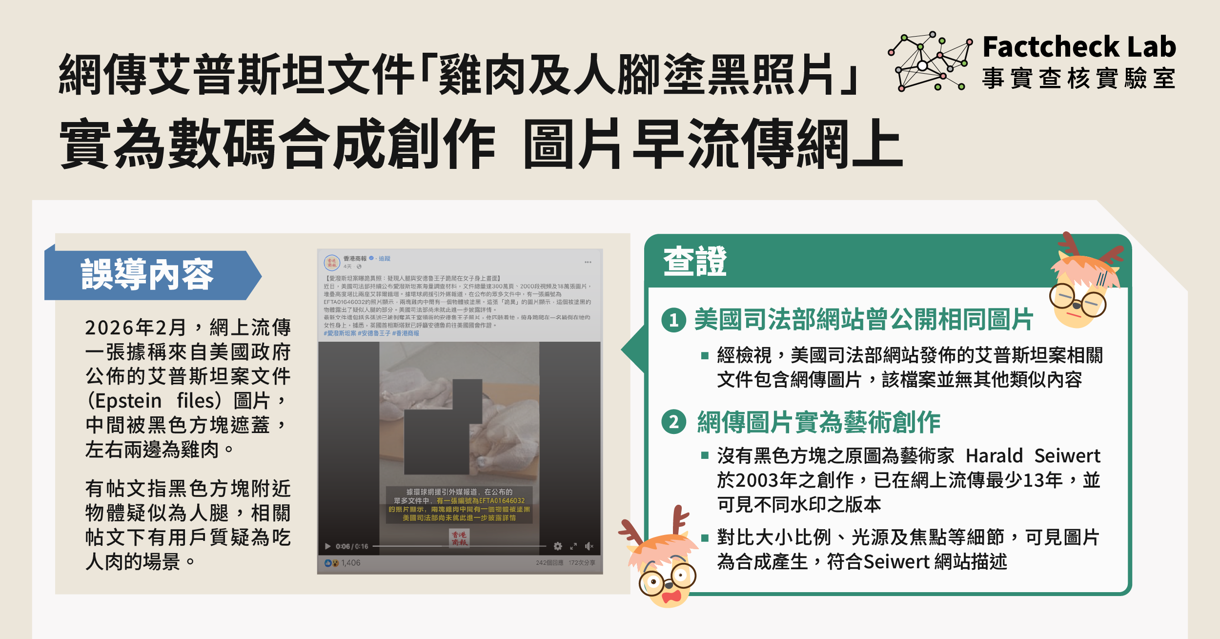 網傳艾普斯坦文件中「雞肉及人腳塗黑照片」實為經後製創作圖片