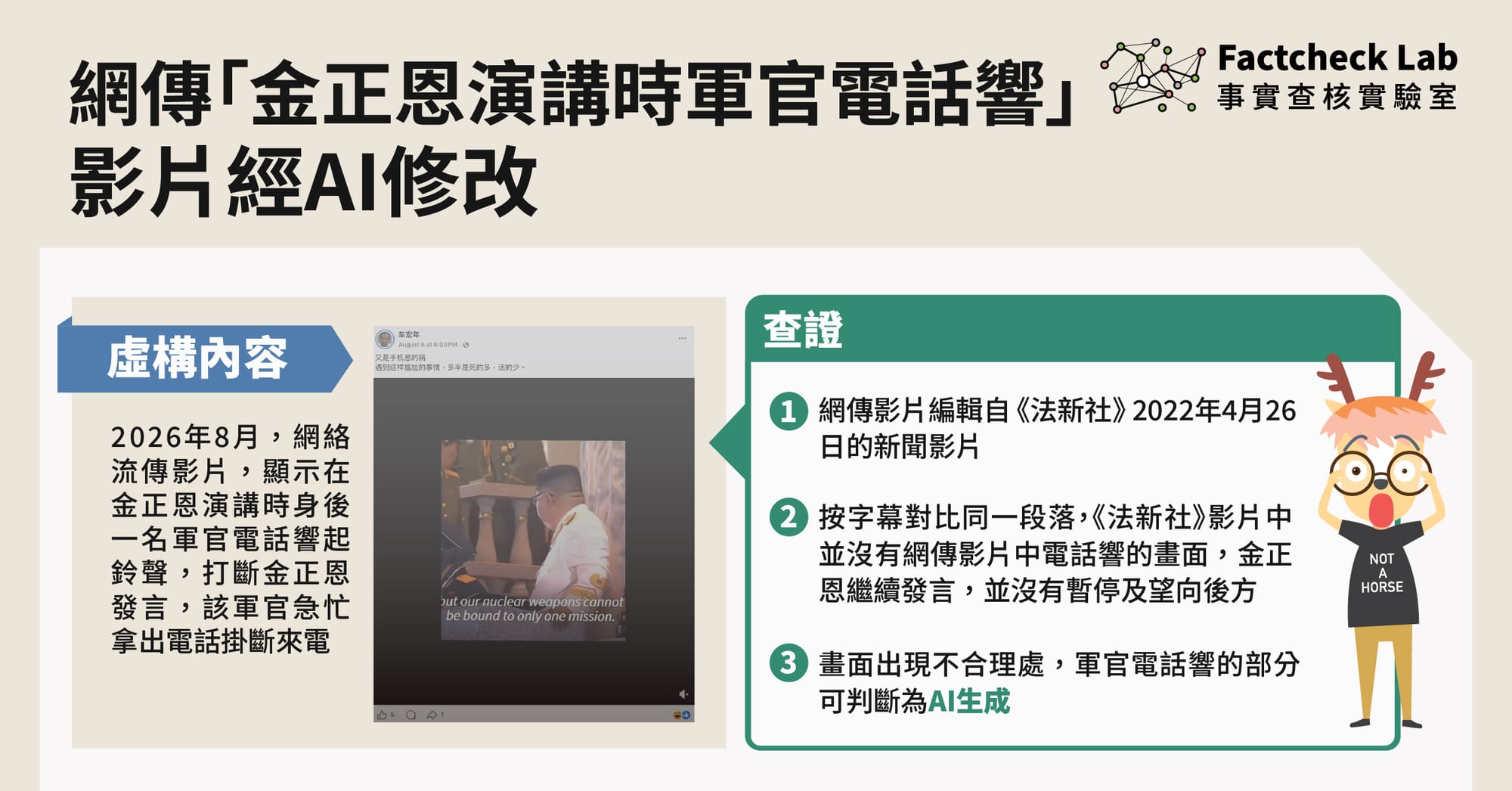 網傳「金正恩演講時軍官電話響」影片經AI修改